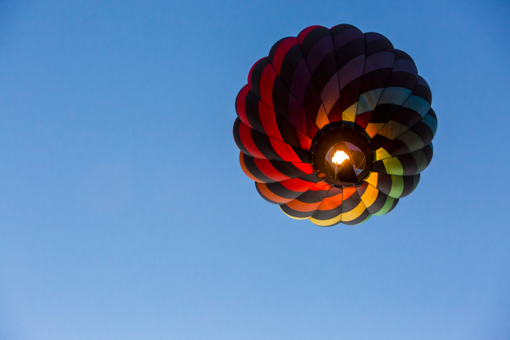 Balloon flying as seen from below